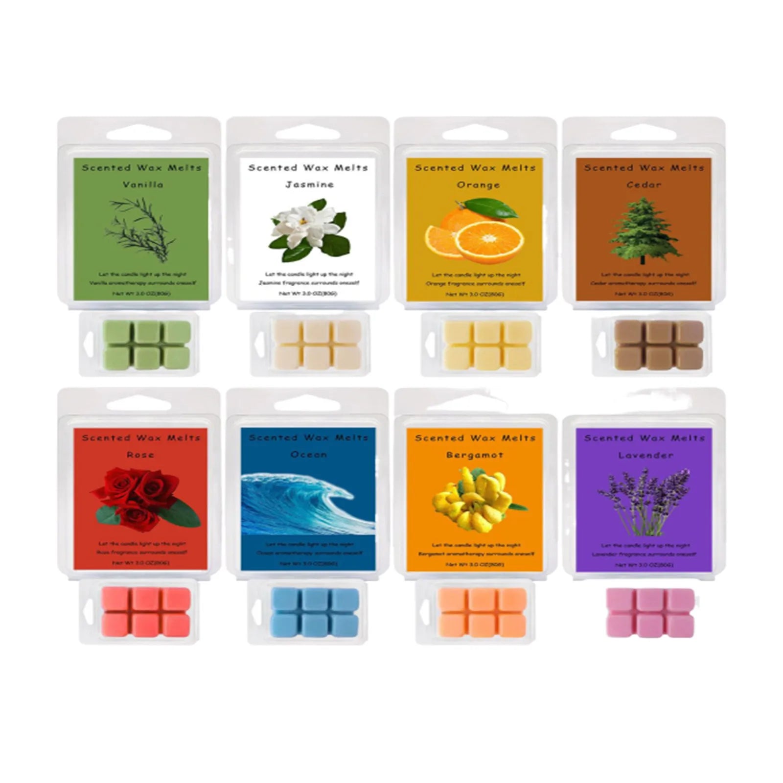 Colorful Seasonal Wax Melt Cubes – 8 Scents